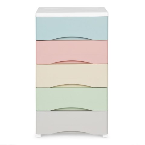 Regał z 5 wysuwanymi szufladami nogi z kółkami kolorowe szuflady ModernHome ModernHome