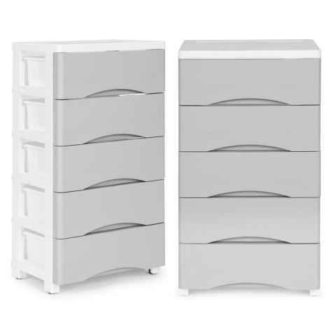 Regał z 5 wysuwanymi szufladami nogi z kółkami szary ModernHome ModernHome