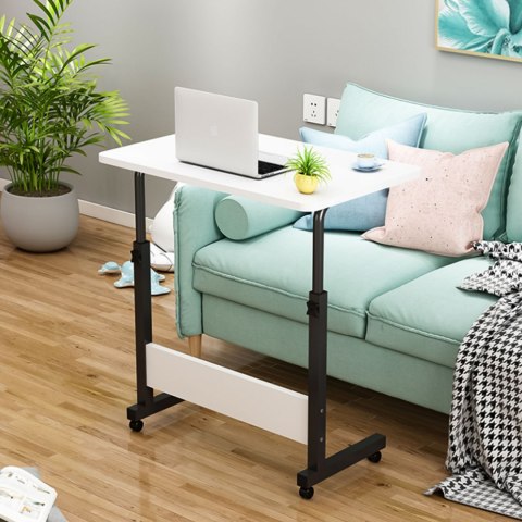 Stolik pod laptopa z kółkami biurko dostawiane do fotela kanapy biały ModernHome ModernHome