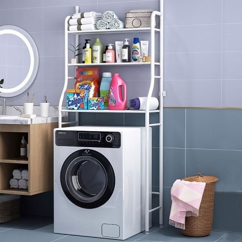 Wysoki regał WC łazienkowy nad sedes 3 półki aluminiowa konstrukcja ModernHome