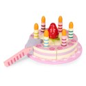 Zestaw drewniany tort na rzepy świeczki truskawka dla dzieci 15 elementów ECOTOYS ECOTOYS