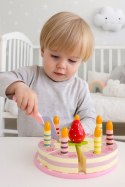 Zestaw drewniany tort na rzepy świeczki truskawka dla dzieci 15 elementów ECOTOYS ECOTOYS