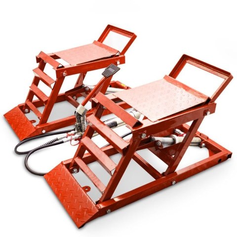 Rampy z podnośnikiem hydraulicznym najazdy samochodowe 2720kg CZERWONE