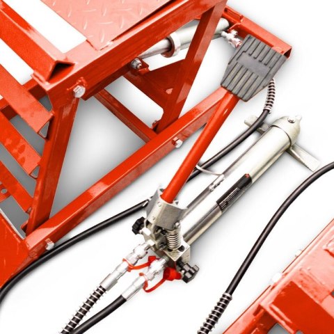Rampy z podnośnikiem hydraulicznym najazdy samochodowe 2720kg CZERWONE
