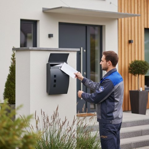 Skrzynka na listy pocztowa ścienna stal galwanizowana antracyt ModernHome ModernHome