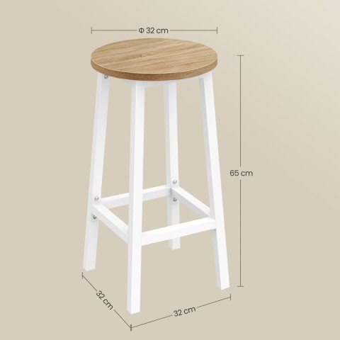 Taboret barowy - dąb sonoma / nogi białe