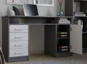 BIURKO ADA ANTRACYT BIAŁY 125 Cm 4 Szuflady Szafka Półki Do Biura Pokoju Na Laptop