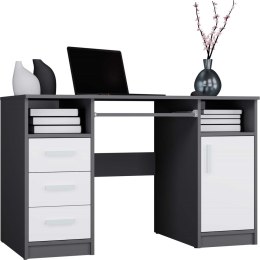 BIURKO DELTA ANTRACYT / BIAŁY 120 Cm 3 Szuflady Szafka Półki Do Biura Pokoju Na Laptop