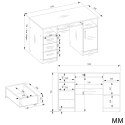 BIURKO DELTA BIAŁE 120 Cm 3 Szuflady Szafka Półki Do Biura Pokoju Na Laptop