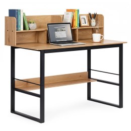 Biurko komputerowe 120x60 cm nadstawka 5 półek jasny dąb loftowe ModernHome ModernHome