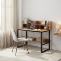 Biurko komputerowe 120x60 cm nadstawka 5 półek jasny dąb loftowe ModernHome ModernHome