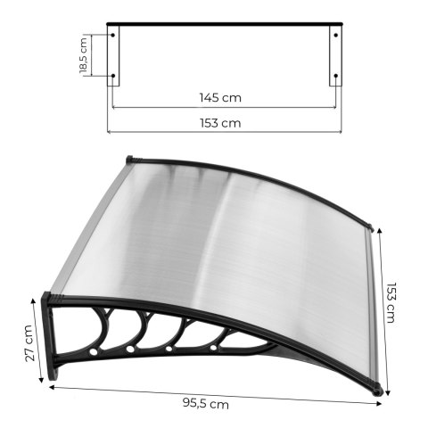 Daszek nad drzwi 150x100 cm zadaszenie osłona poliwęglan MultiGarden MultiGarden