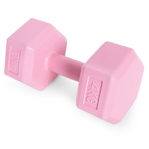 Hantle sześciokątne zestaw 2x4 kg ciężarki do ćwiczeń obciążniki fitness różowe ModernHome ModernHome