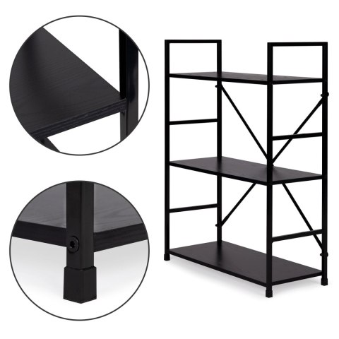 Regał drewniany metalowa rama szeroki LOFT 3 półki czarny ModernHome ModernHome