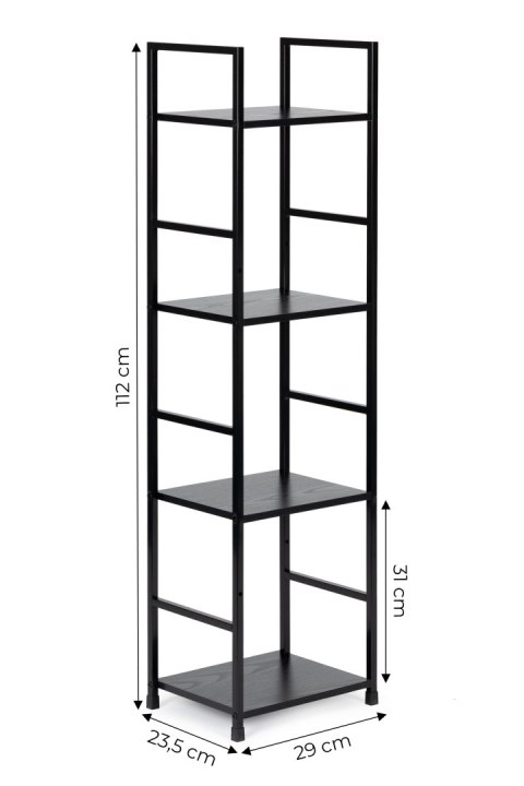 Regał drewniany nowoczesny metalowa rama LOFT 4 półki czarny ModernHome ModernHome