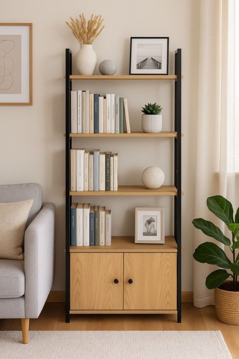 Regał loftowy industrialny z zamykaną szafką 4 półki ModernHome ModernHome