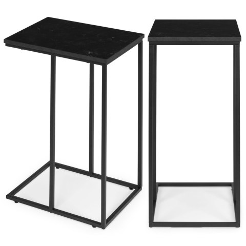 Stolik boczny pod laptopa kawowy w kształcie litery C marmur czarny ModernHome ModernHome