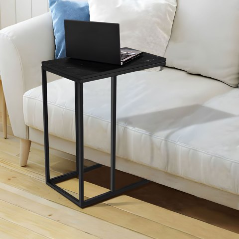 Stolik boczny pod laptopa kawowy w kształcie litery C marmur czarny ModernHome ModernHome