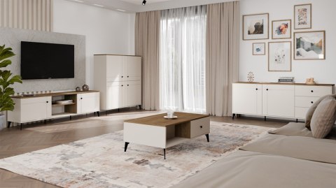 Komoda POINT 2D3S Kaszmir Beż Dąb Castello Szafka 3 Szuflady 2 Drzwi Salon