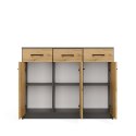 Komoda SIMPLO 3D3S Szafka 3 Szuflady 3 Drzwi ANTRACYT DĄB ARTISAN