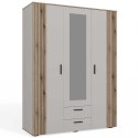 SZAFA AVA 150 CM LUSTRO 2 SZUFLADY RYFLOWANY FRONT DĄB EVOKE KASZMIR BEŻ