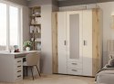 SZAFA AVA 150 CM LUSTRO 2 SZUFLADY RYFLOWANY FRONT DĄB EVOKE KASZMIR BEŻ