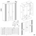 SZAFA AVA 150 CM LUSTRO 2 SZUFLADY RYFLOWANY FRONT DĄB EVOKE KASZMIR BEŻ
