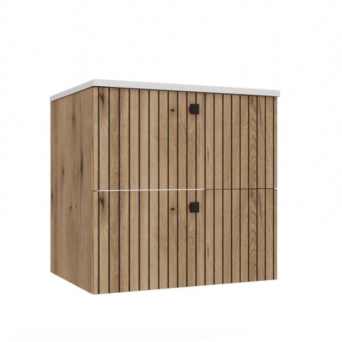 SZAFKA POD UMYWALKĘ TIGO 60 2S DĄB EVOKE RYFLOWANY FRONT + UMYWALKA