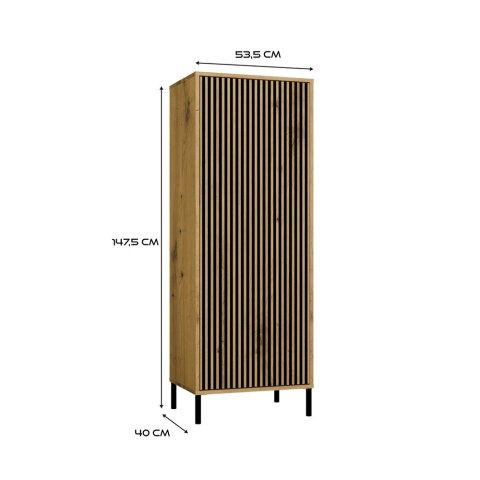Witryna KAMARO 1DD SLIM DĄB ARTISAN Lamele Front Ryflowany
