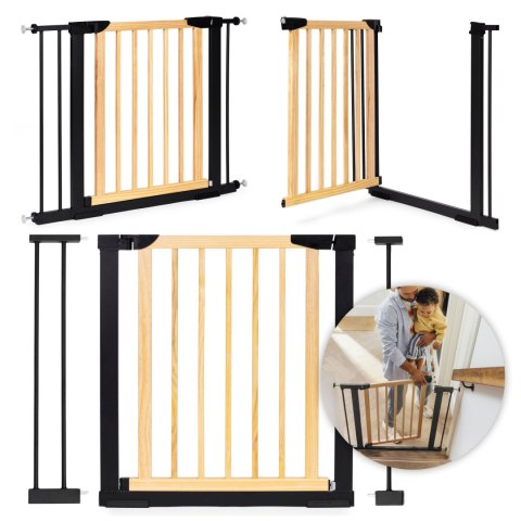 Bramka barierka zabezpieczająca 74-100 cm na schody i drzwi metal drewno dodatkowe panele ECOTOYS