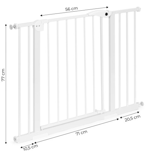 Bramka barierka zabezpieczająca 74-105 cm na schody i drzwi stal dodatkowe panele biała ECOTOYS ECOTOYS