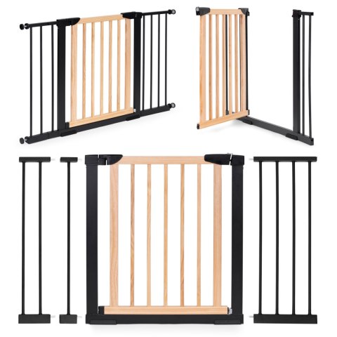 Bramka barierka zabezpieczająca 74-130 cm na schody i drzwi metal drewno dodatkowe panele ECOTOYS
