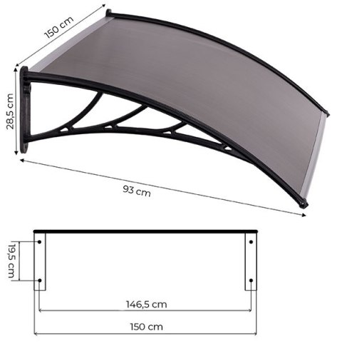 Daszek nad drzwi 150x100 cm zadaszenie osłona poliwęglan MultiGarden MultiGarden