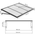 Daszek nad drzwi wejściowe 140x90 cm zadaszenie osłona UV MultiGarden MultiGarden