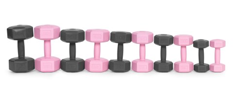 Hantle sześciokątne zestaw 2x2 kg ciężarki do ćwiczeń obciążniki fitness różowe ModernHome ModernHome
