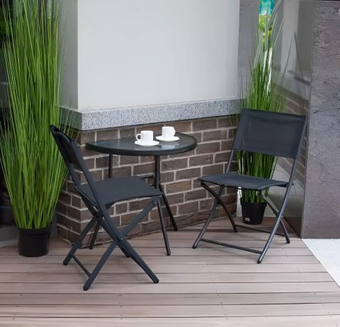 Stolik półokrągły szklany kawowy na balkon taras patio czarny MultiGarden MultiGarden
