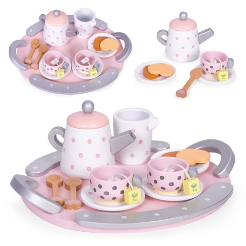 Drewniany zestaw do herbaty filiżanki czajnik 15 elementów ECOTOYS ECOTOYS