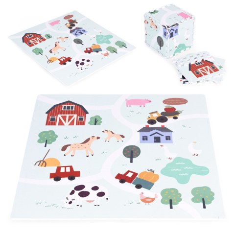 Duża mata piankowa EVA dla dzieci Farma 90,5x90,5 cm 21 el. ECOTOYS ECOTOYS