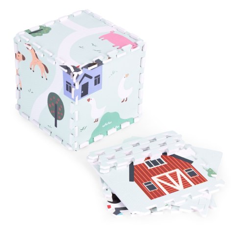 Duża mata piankowa EVA dla dzieci Farma 90,5x90,5 cm 21 el. ECOTOYS ECOTOYS