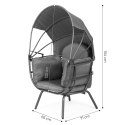 Fotel ogrodowy kokon ze składanym daszkiem szary ModernHome ModernHome
