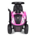 Jeździk traktor New Holland z przyczepką interaktywna kierownica dźwięki dla dzieci różowy MULTISTORE