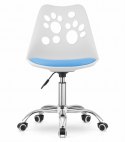 Krzesło PRINT biało-niebieskie ekoskóra obrotowe chromowana podstawa LEOBERT