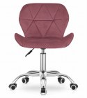 Krzesło obrotowe biurowe z szerokim oparciem welur aksamit ciemno-różowe LEOBERT