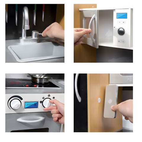 Kuchnia dla dzieci z dźwiękiem i LED tablica kredowa metalowe akcesoria MDF +3 lata ECOTOYS ECOTOYS