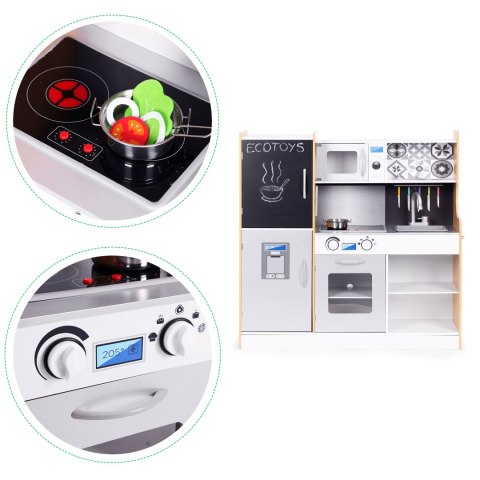 Kuchnia dla dzieci z dźwiękiem i LED tablica kredowa metalowe akcesoria MDF +3 lata ECOTOYS ECOTOYS
