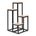 Kwietnik regał na kwiaty ozdoby 4 półki metal MDF jasny orzech ModernHome ModernHome