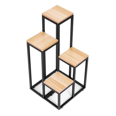 Kwietnik regał na kwiaty ozdoby 4 półki metal MDF jasny orzech ModernHome ModernHome