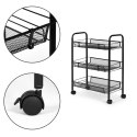 Metalowy regał mobliny łazienkowy z 3 półkami kółka czarny ModernHome ModernHome
