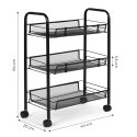 Metalowy regał mobliny łazienkowy z 3 półkami kółka czarny ModernHome ModernHome