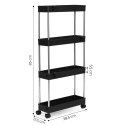 Plastikowy regał łazienkowy z 4 półkami kółka czarny ModernHome ModernHome